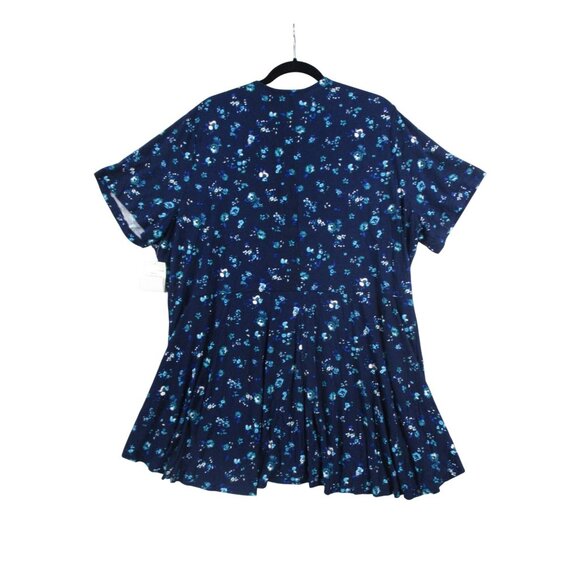Chelsea Studio Womens Plus Size Floral Print Scoop Neck Top 2X 100% Rayon Blue - Picture 7 of 9
